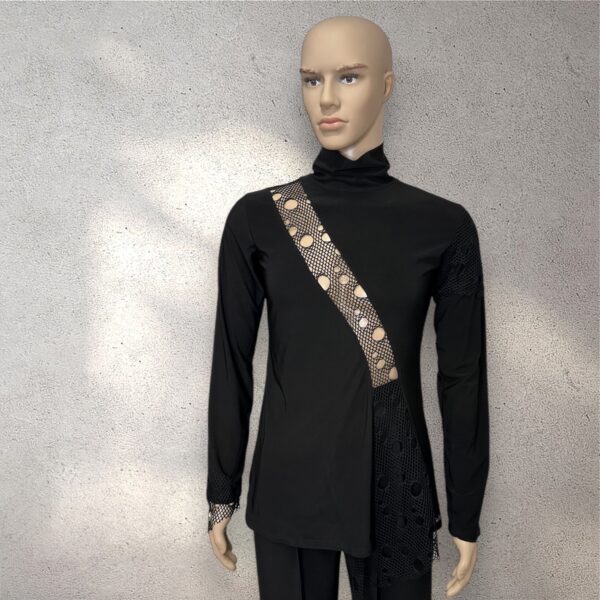 Men's Dance Turtleneck with Decorative Mesh 11139