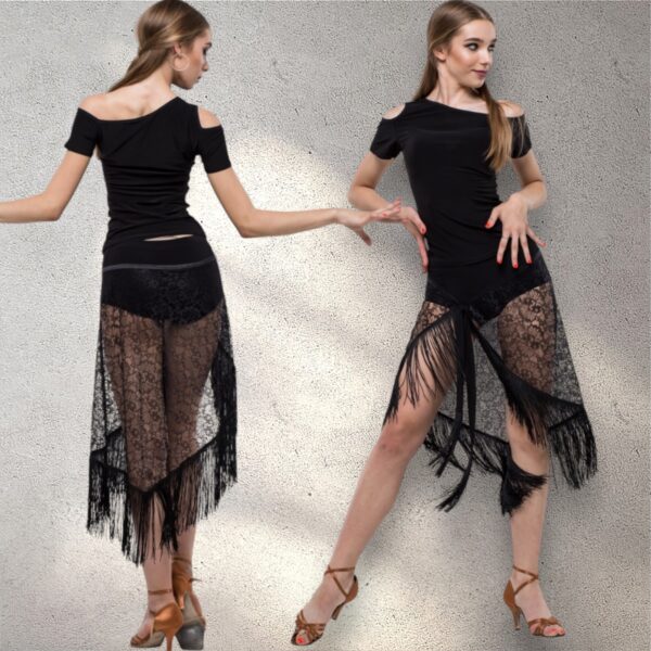 Latin Skirt with Lace and Fringe 473