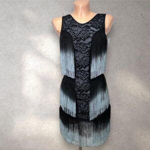 Latin Dance Dress "Ombre Fringe" gray 222